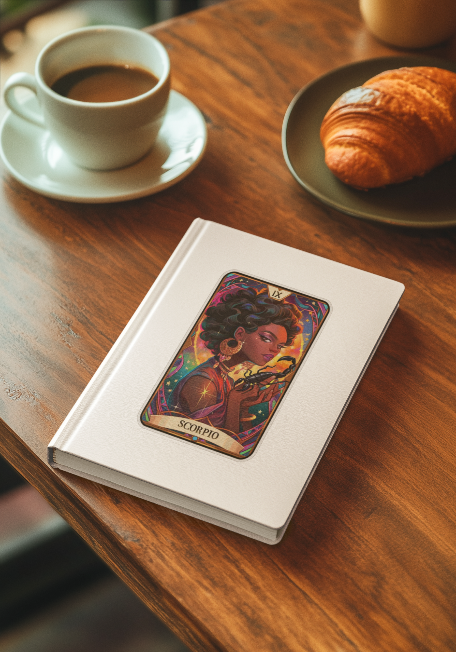 Scorpio Black Goddess Sticker on Notebook